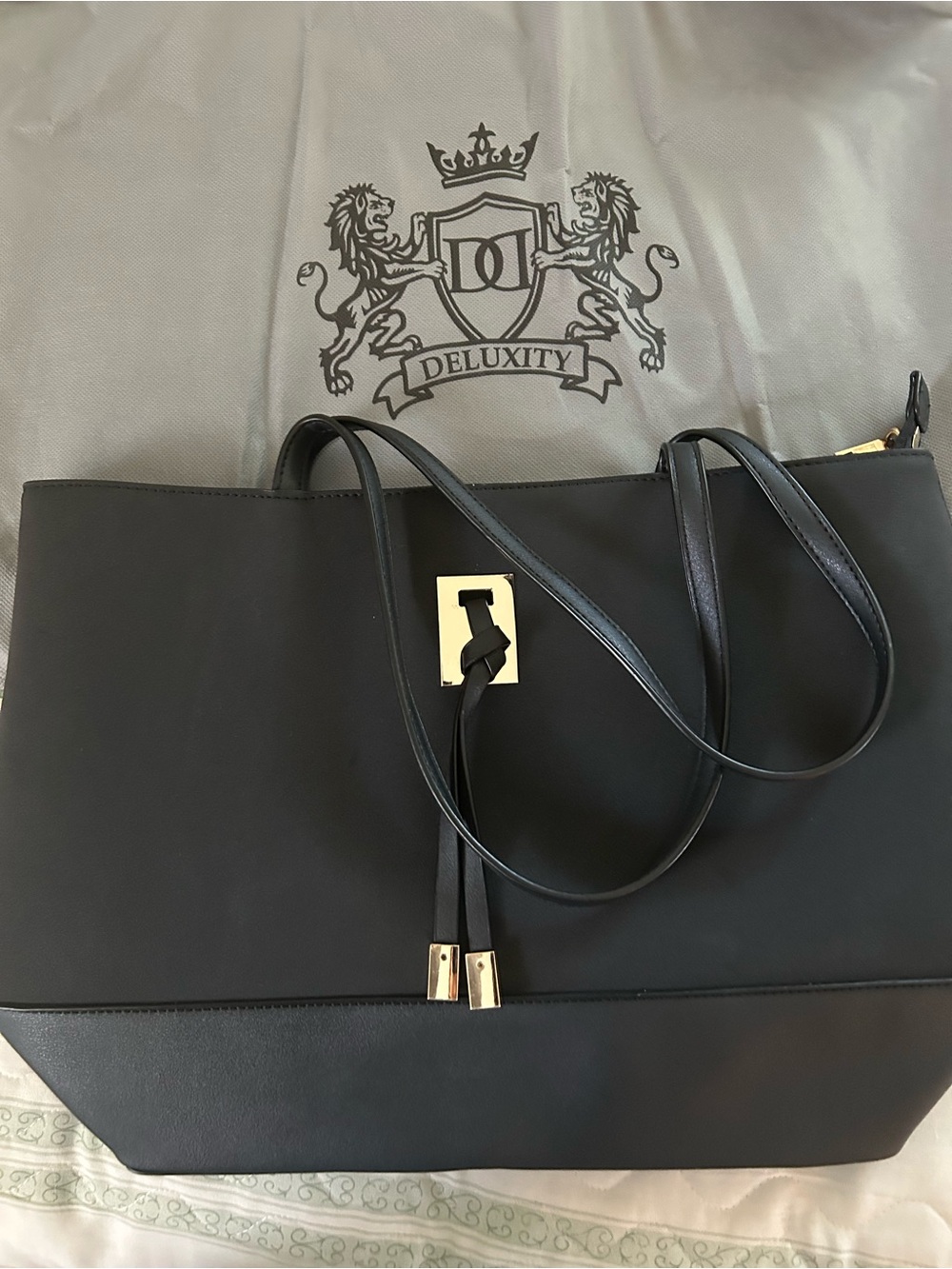 Deluxity Women's Tote Bag with Gold Accent